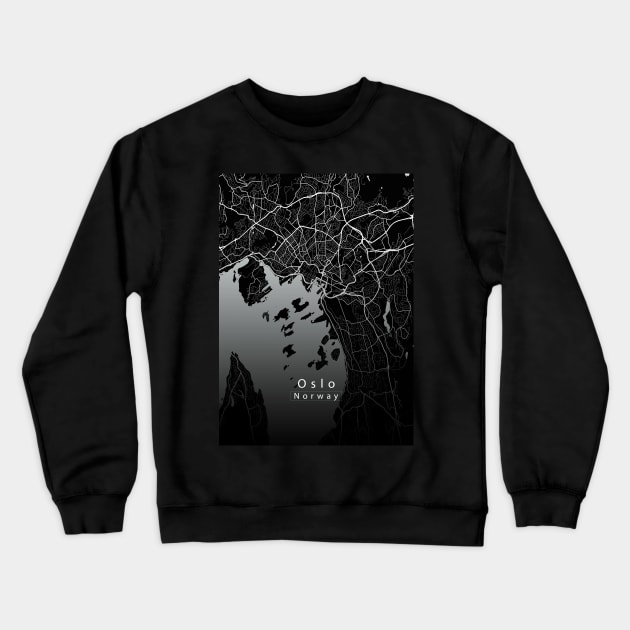 Oslo Norway City Map dark Crewneck Sweatshirt by Robin-Niemczyk